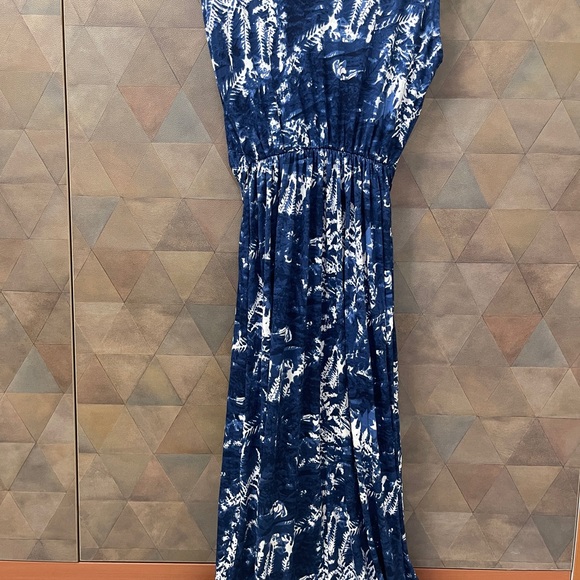 Indigo blue and white full length dress - Picture 7 of 7